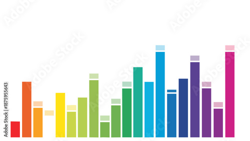 Colorful abstract bar graph design representing data analytics and statistical growth trends in vibrant hues