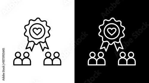 Volunteer Team Outline White Icon Set Design