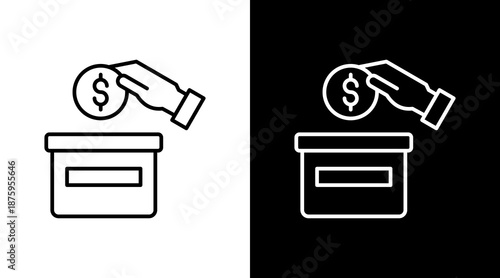 Donation Hand Outline White Icon Set Design