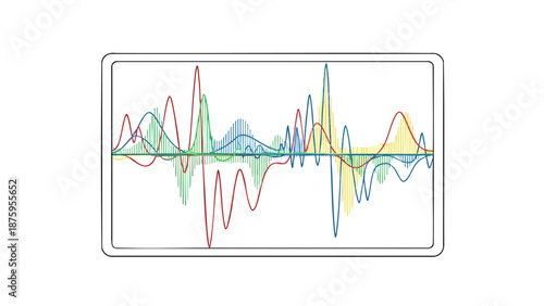 Colorful waveform graphic depicting audio signal visualization for technology and sound design projects.