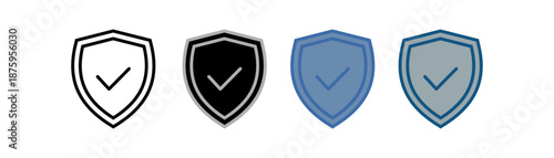 
Antivirus icon set multiple style collection with shield and check mark design