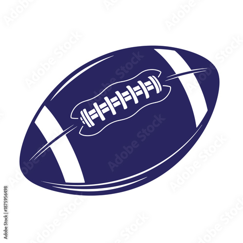 American football ball with white stripes and laces isolated on transparent background