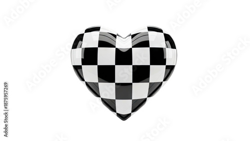 3D Heart with Checkered Pattern