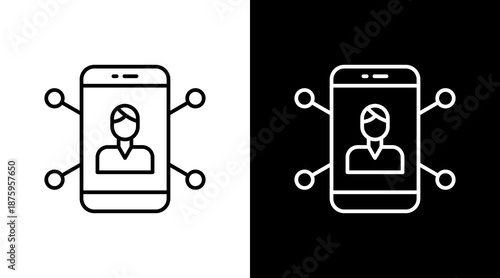 Social Media Influencer Outline White Icon Set Design