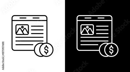 Sponsored Content Outline White Icon Set Design