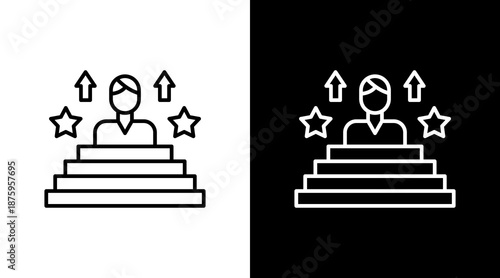 Fame Outline White Icon Set Design