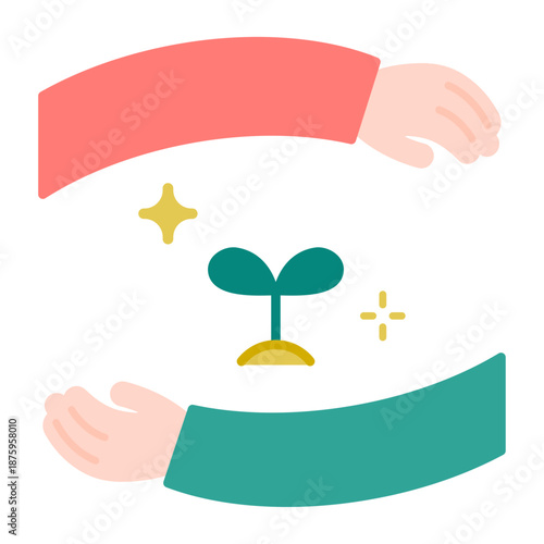 みんなで若葉を育てるイメージ