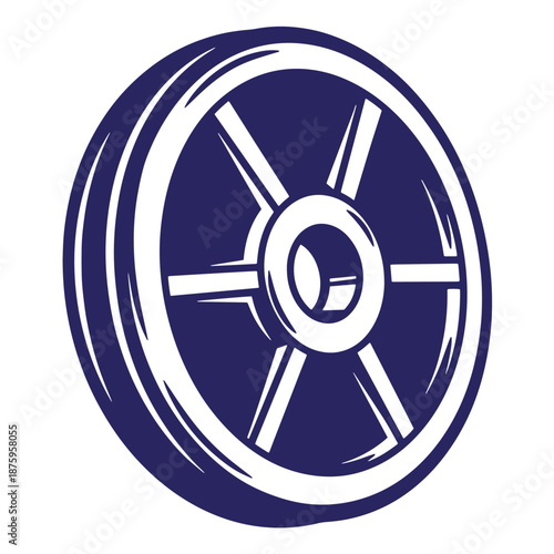 blue and white dutch windmill wheel icon isolated on transparent background