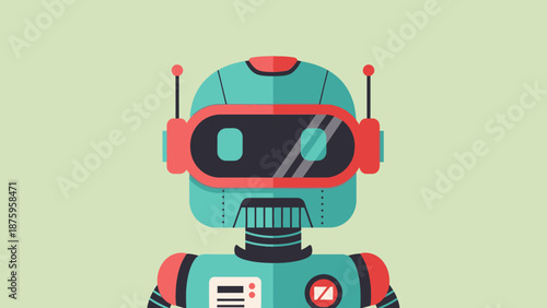 Illustration of a futuristic robot with goggles and mechanical details.