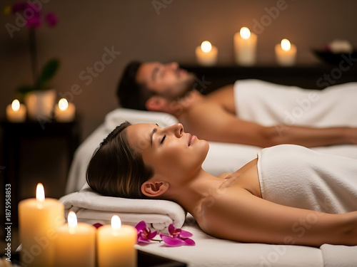 Relaxing spa day with massage and candles