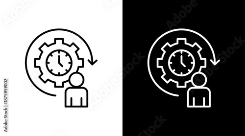 Habit Building Outline White Icon Set Design