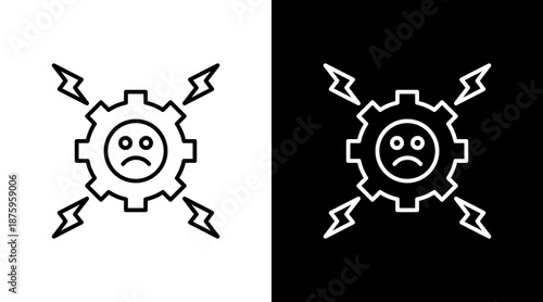 Stress Management Outline White Icon Set Design