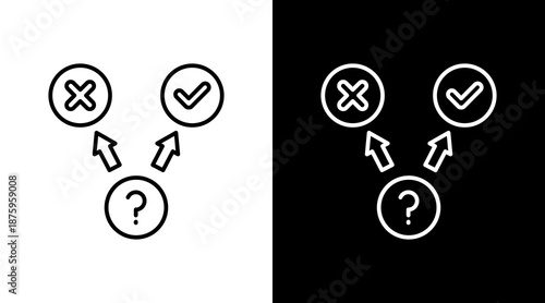 Decision Making Outline White Icon Set Design