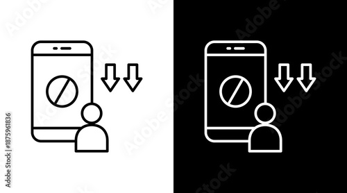 Digital Detox Outline White Icon Set Design