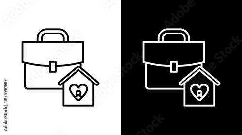 Work Life Balance Outline White Icon Set Design