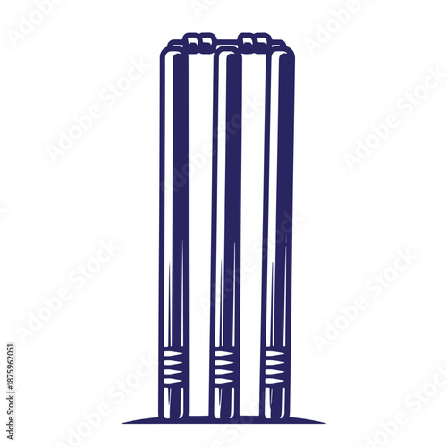 Cricket wicket with three stumps and two bails on top isolated on transparent background