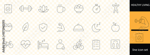 exercise exercise, workout, strength, endurance, health, wellness, cardiovascular, muscle line icon set