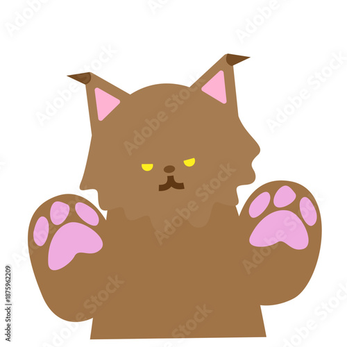 ちょっと不機嫌な表情のかわいい猫キャラクターイラスト