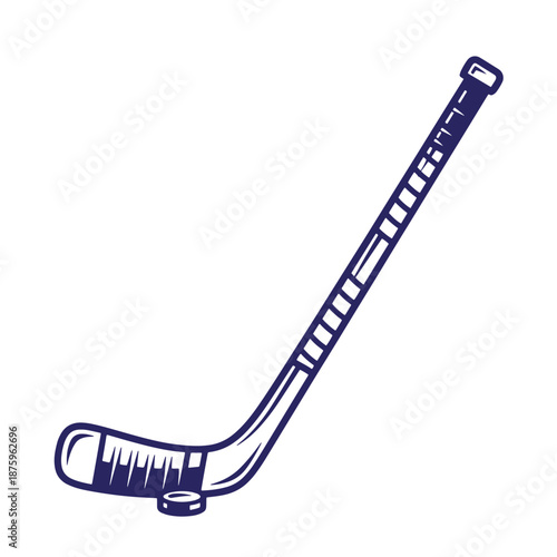 ice hockey stick and puck graphic illustration on transparent background