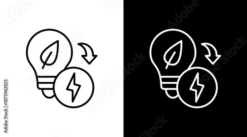 Renewable Energy Outline White Icon Set Design