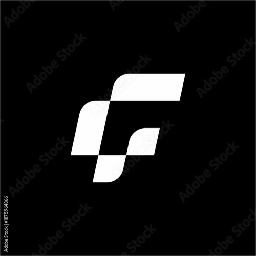 Dynamic F monogram using overlapping transparency and rounded block geometry.