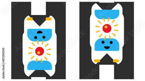 横断歩道を走るかわいいパトカーの交通安全イラスト