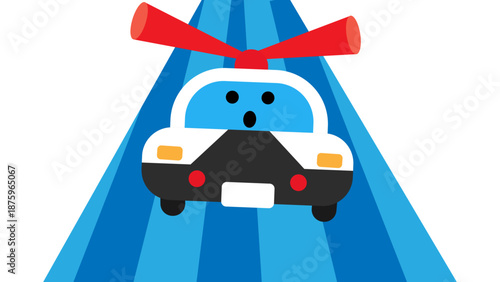 サイレンを鳴らして出動するかわいいパトカーのイラスト