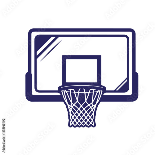 basketball hoop and backboard icon in blue on transparent background