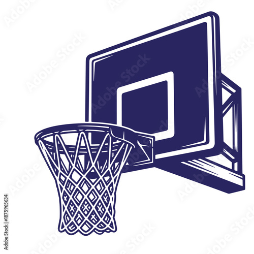 basketball hoop and backboard illustration isolated on transparent background for sports theme
