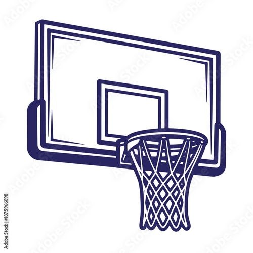 basketball hoop with net and backboard graphic illustration isolated on transparent background