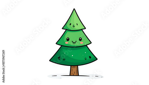 Wallpaper Mural Cartoon Fir Tree Illustration on Transparent Background with Green and Brown Tones Torontodigital.ca