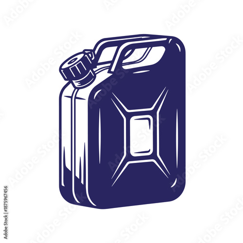 blue jerry can for fuel or other liquids isolated on transparent background for industrial or automotive use