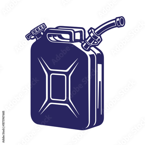 blue jerry can with spout and cap on transparent background illustration