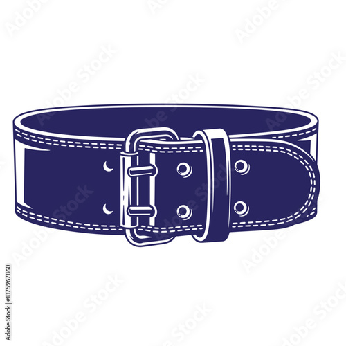 blue leather belt with silver buckle isolated on transparent background