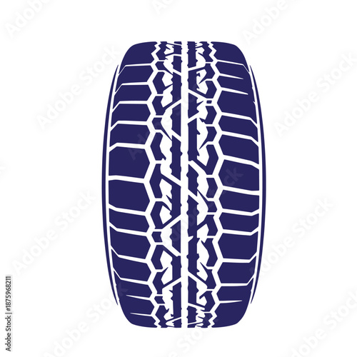 blue tire with deep treads and rugged texture for vehicle traction and safety on various road surfaces