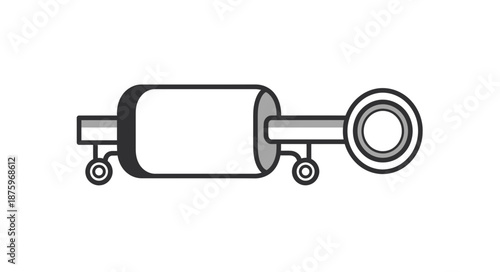 A car muffler illustration on a plain white background viewed from the side