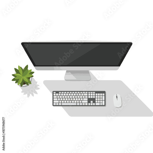 Computer keyboard on desk workspace.