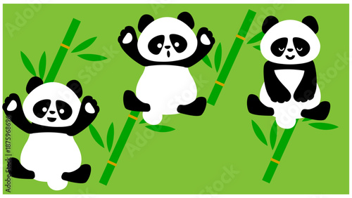 竹とパンダのかわいいイラスト