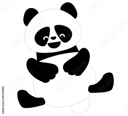 座ってくつろぐパンダのかわいいイラスト