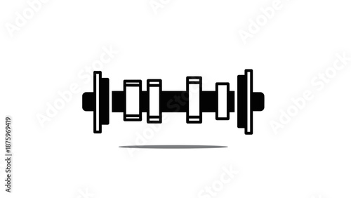 A close-up view of a sleek car axle with wheels, showcasing its mechanical components in a well-lit industrial setting.