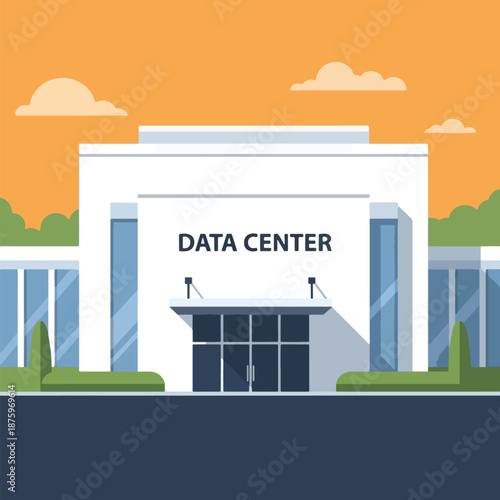 Modern Data Center Server Room Building.