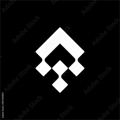 Diamond-shaped "A" monogram with digital pixel steps representing upward growth.