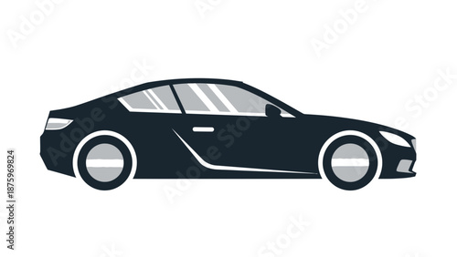 A sleek car illustration on a white background from a side viewpoint