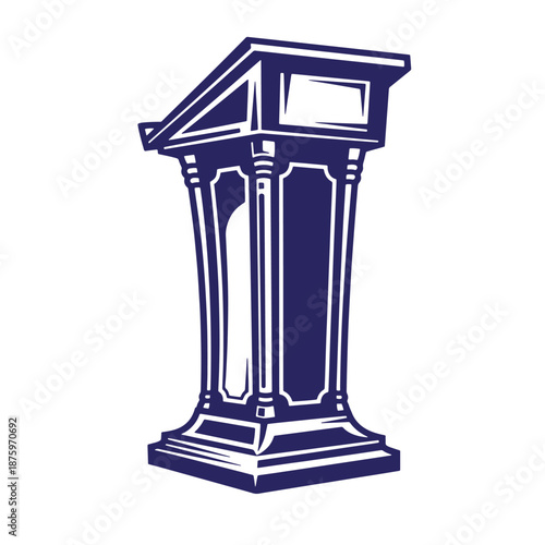 classic podium illustration with columns and rostrum isolated on transparent background