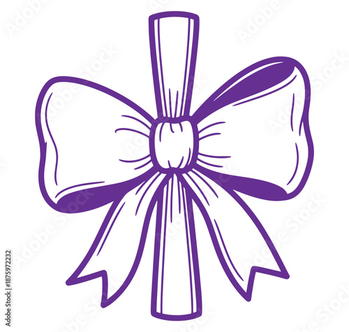 Purple ribbon bow tied in a knot for gifts and decoration purposes