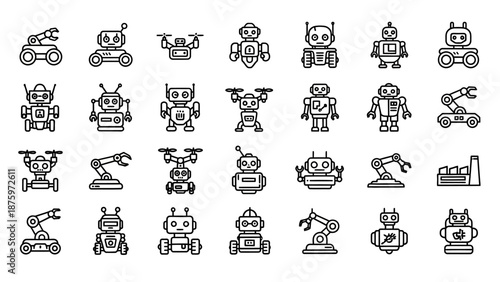 Collection of Robot Icons and Symbols.