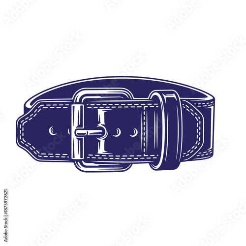 leather belt with metal buckle illustration isolated on transparent background
