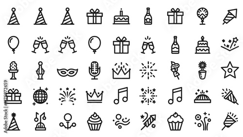 Collection of Party Icons and Symbols.