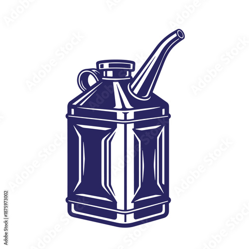 metal oil can with long spout and handle on transparent background
