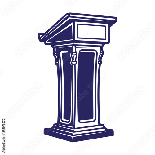 Podium for public speaking or presentations with a rectangular top and columns
